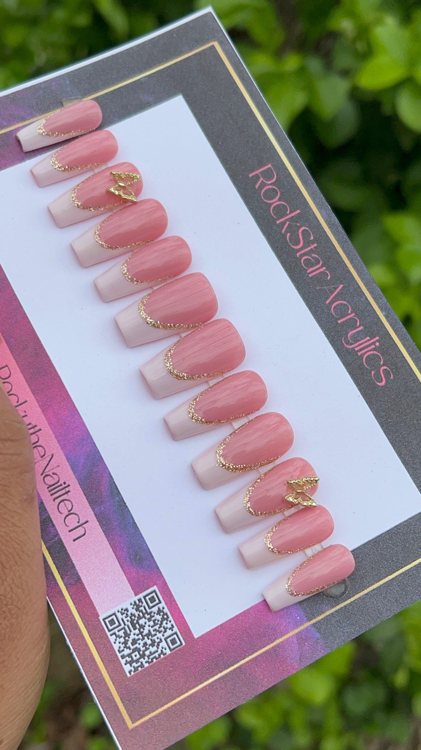 Pink French with Reflective Glitter