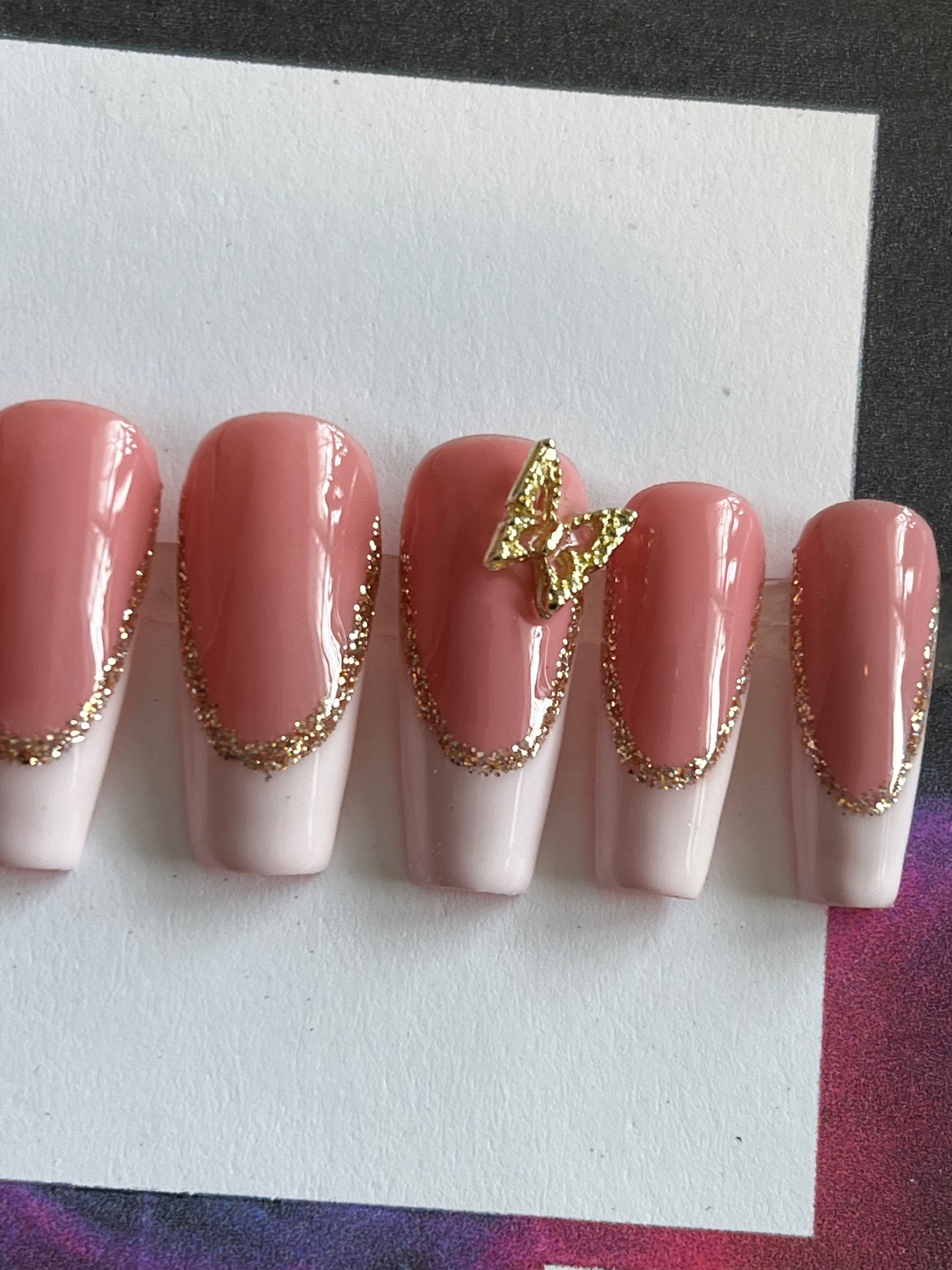 Pink French with Reflective Glitter