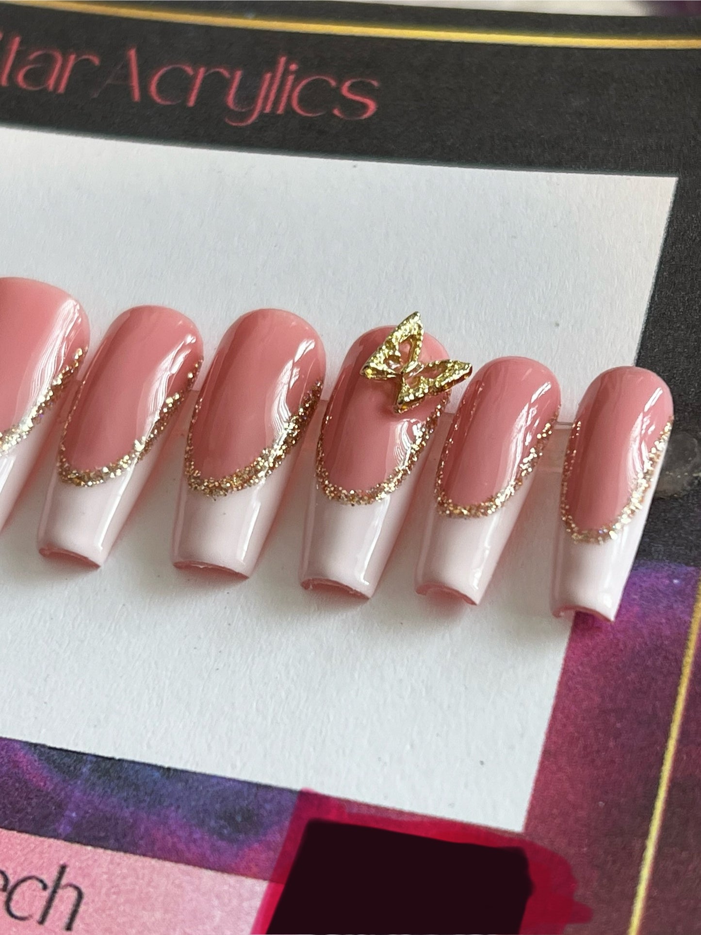 Pink French with Reflective Glitter