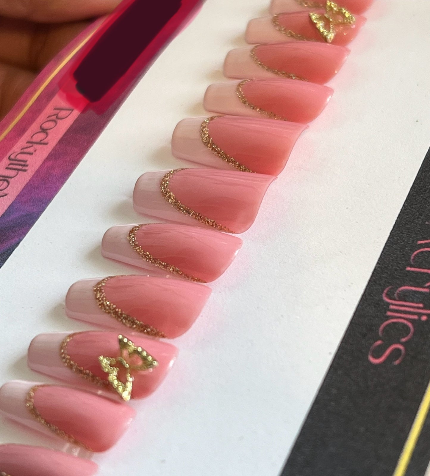 Pink French with Reflective Glitter